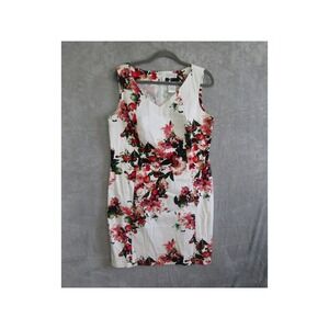Creation L Floral V Neck Sleeveless Knee Length Sheath Dress Women US 10 Work